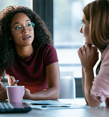 two women talking